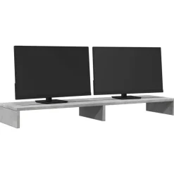 Elektronica*vidaXL Monitorstandaard 100x27x10 cm bewerkt hout Betongrijs
