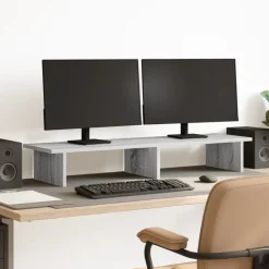 Monitorstandaard 100x27x15 cm bewerkt hout eiken>vidaXL New