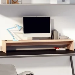 Elektronica*vidaXL Monitorstandaard 100x27x15 cm massief grenenhout Naturel