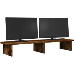 Elektronica*vidaXL Monitorstandaard 100x27x15 cm bewerkt hout kleurig Gerookt eiken