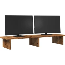 Elektronica*vidaXL Monitorstandaard 100x27x15 cm bewerkt hout kleurig Oud hout