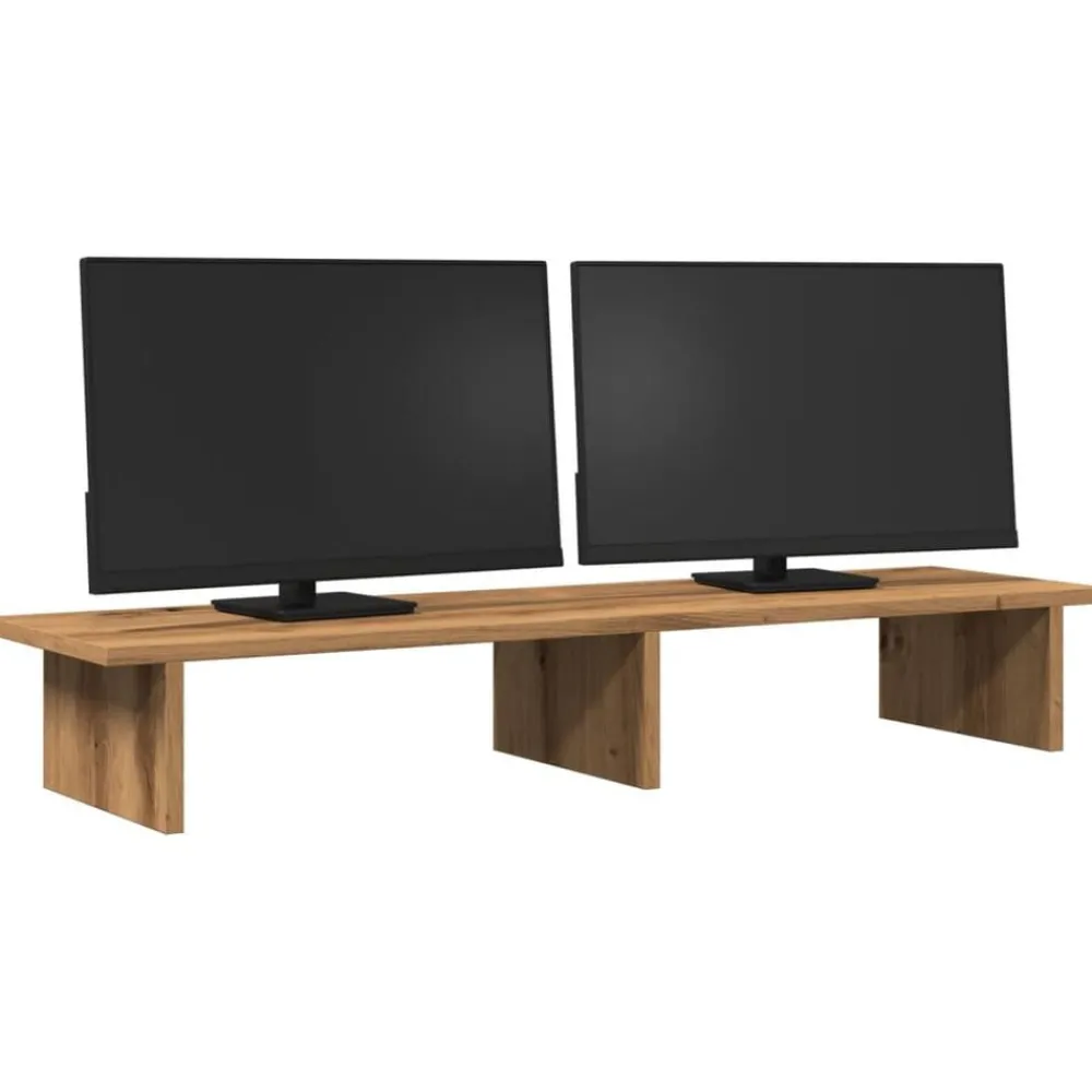 Elektronica*vidaXL Monitorstandaard 100x27x15 cm bewerkt hout artisanaal Eiken