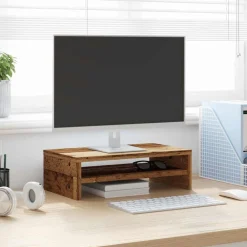 Tv-Meubels*vidaXL Monitorstandaard 42x24x13 cm bewerkt hout kleurig Oud hout