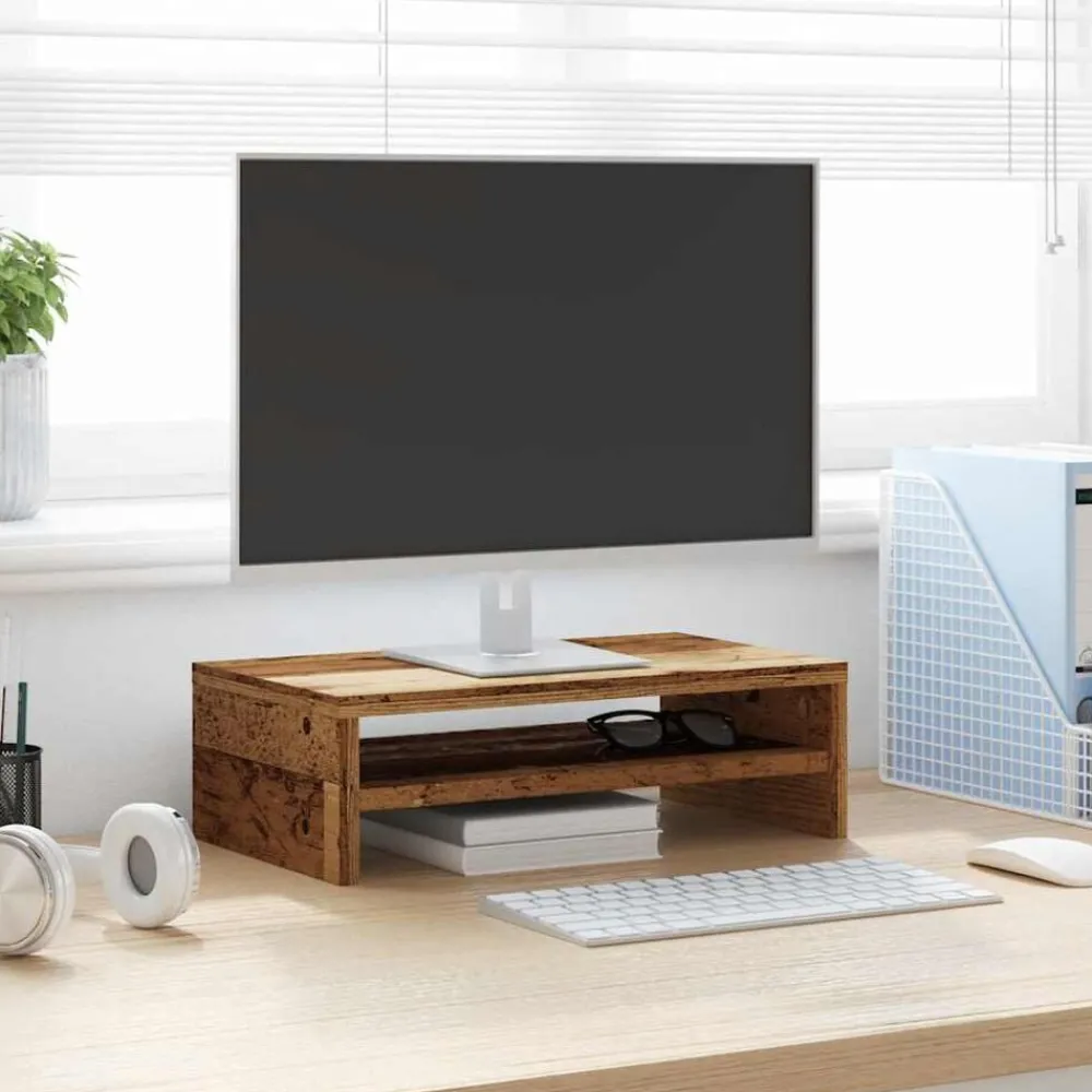 Tv-Meubels*vidaXL Monitorstandaard 42x24x13 cm bewerkt hout kleurig Oud hout