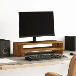 Elektronica*vidaXL Monitorstandaard 54x22x15 cm bewerkt hout kleurig Oud hout