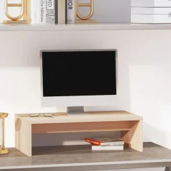 Elektronica*vidaXL Monitorstandaard 50x27x15 cm massief grenenhout Naturel