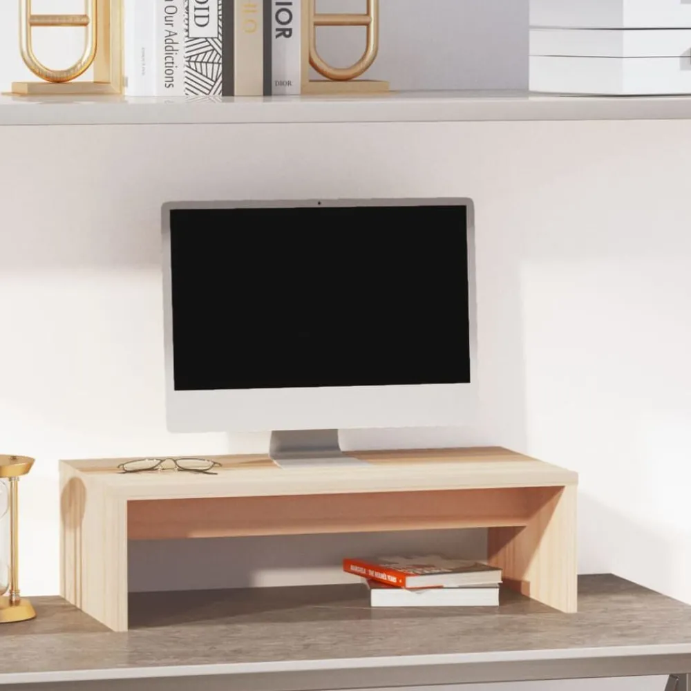 Elektronica*vidaXL Monitorstandaard 50x27x15 cm massief grenenhout Naturel