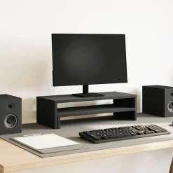 Elektronica*vidaXL Monitorstandaard 54x22x15 cm Bewerkt Hout Zwart eiken