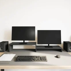 Elektronica*vidaXL Monitorstandaard 54x22x15 cm Bewerkt Hout Zwart eiken