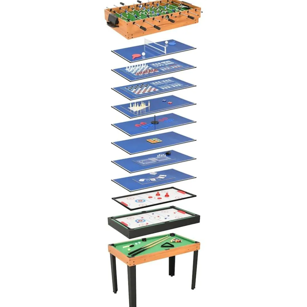 Binnenspelletjes*vidaXL Multispeeltafel 15-in-1 121x61x82 cm esdoornkleurig Bruin