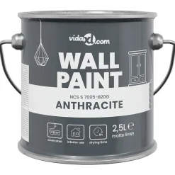 Verbruiksmaterialen Voor De Bouw*vidaXL Muurverf Grijs 2,5 L Wandprint Antraciet