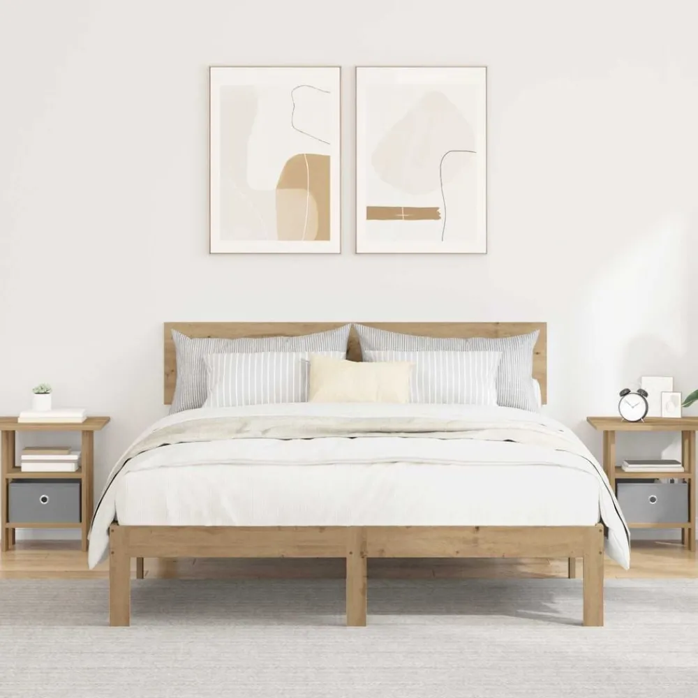 Tafels*vidaXL Nachtkastje 2 pcs Artisan Eiken 41 x 40 x 45 cm Bewerkt hout artisanaal eikenkleurig