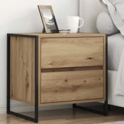 Nachtkastje Ambachtelijk eiken 50 x 39,5 x 50 cm Bewerkt hout>vidaXL Hot
