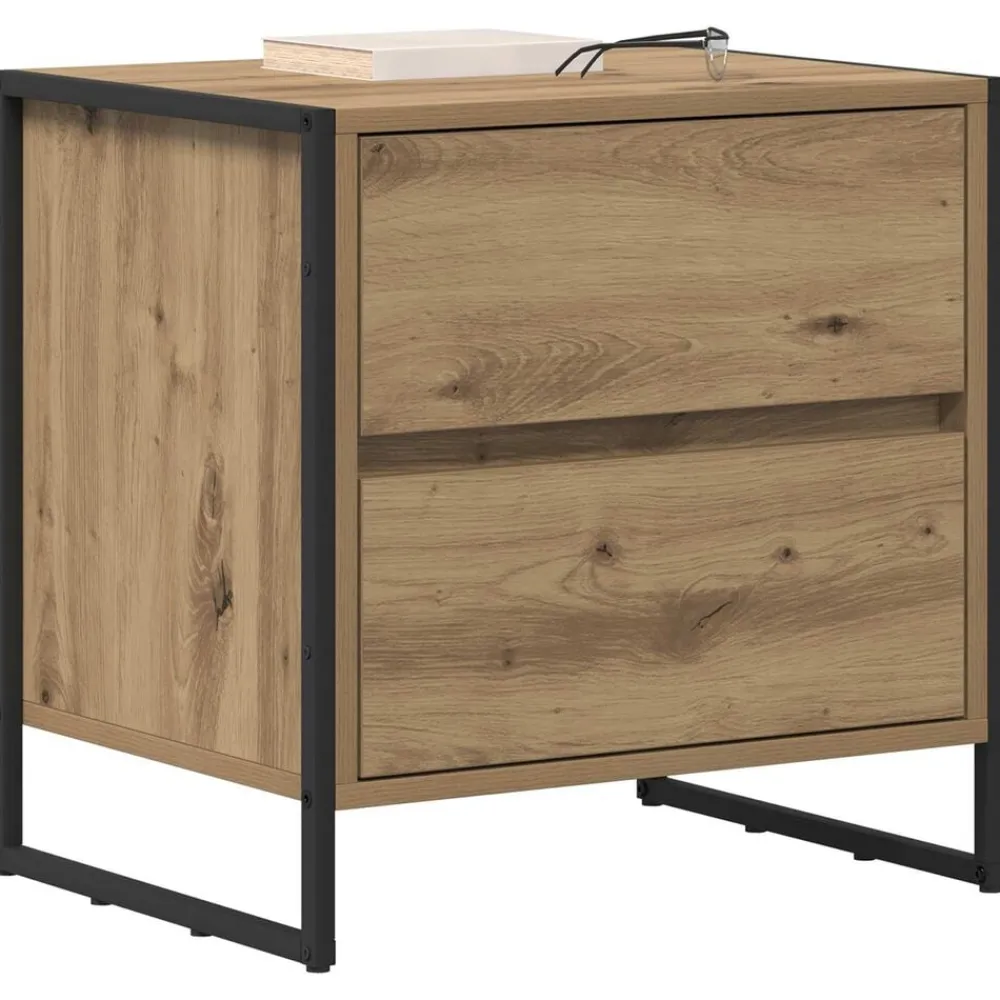 Nachtkastje Ambachtelijk eiken 50 x 39,5 x 50 cm Bewerkt hout>vidaXL Hot