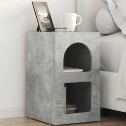 Tafels*vidaXL Nachtkastje Beton Grijs 29,5 x 33,5 x 50 cm Bewerkt hout Betongrijs
