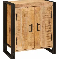 Tafels*vidaXL Nachtkastje Bruin 66 x 35 x 76 cm Massief ruw mango hout Naturel