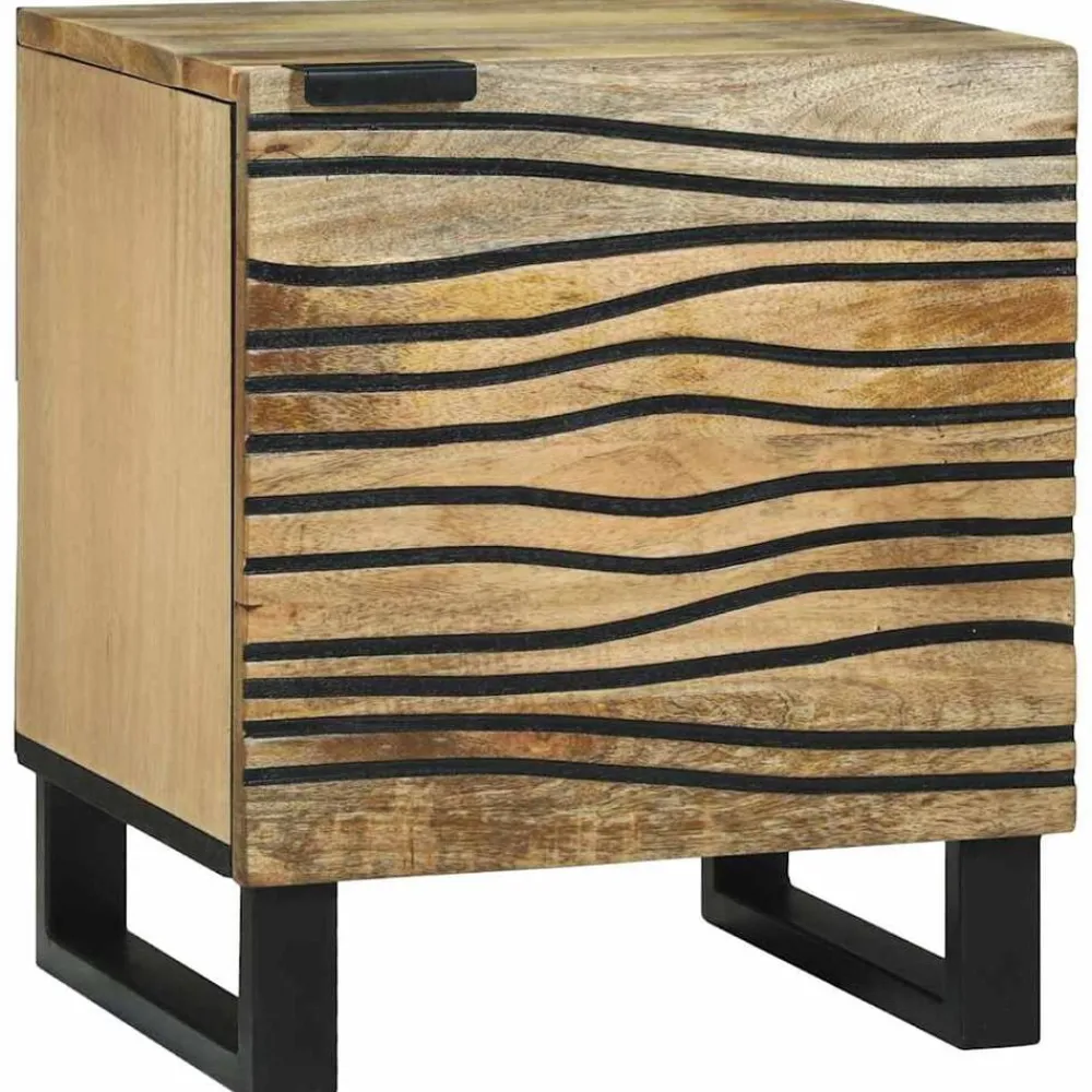 Tafels*vidaXL Nachtkastje Bruin 40 x 33 x 46 cm Massief acaciahout Naturel