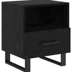 Tafels*vidaXL Nachtkastje met lade 40 x 35 x 47,5 cm Bewerkt hout Zwart eiken