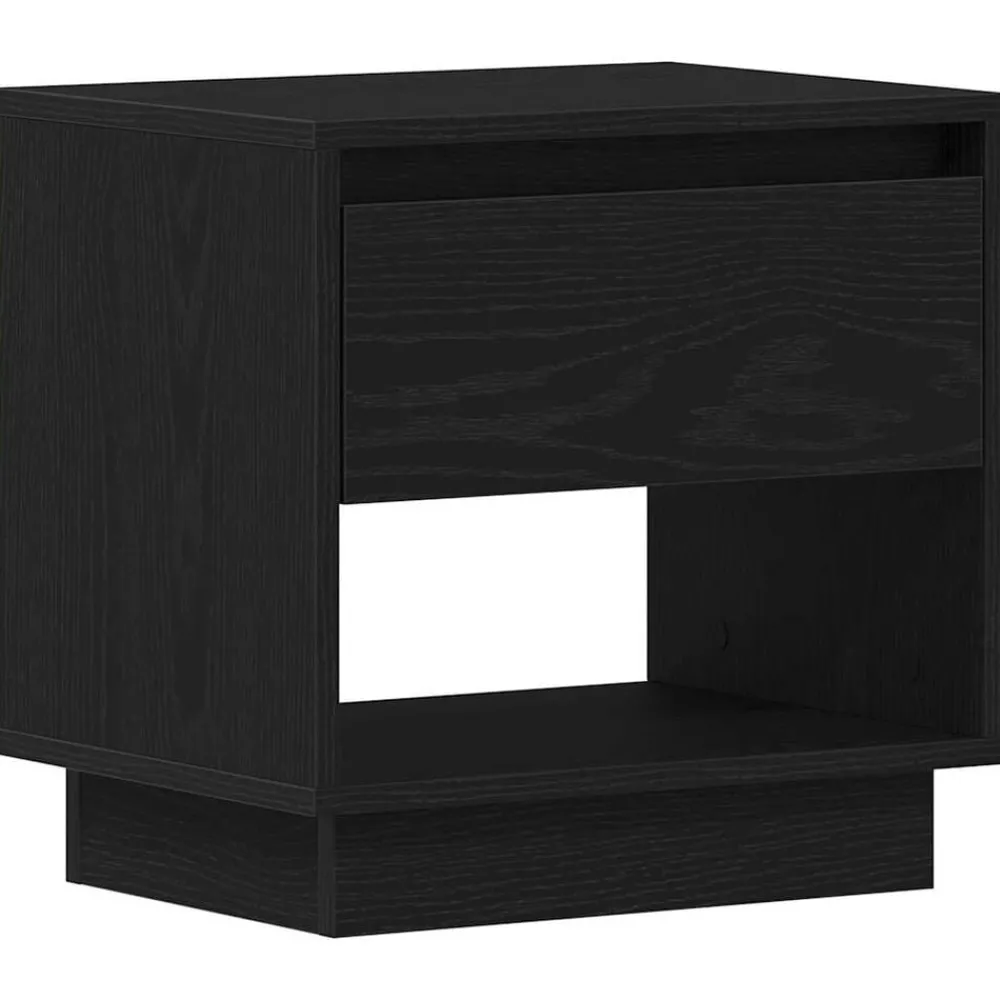 Tafels*vidaXL Nachtkastje met lade 45 x 34 x 44 cm Bewerkt hout Zwart eiken