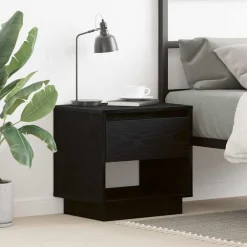 Tafels*vidaXL Nachtkastje met lade 45 x 34 x 44 cm Bewerkt hout Zwart eiken