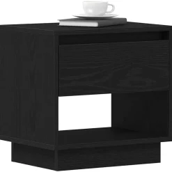 Tafels*vidaXL Nachtkastje met lade 45 x 34 x 44 cm Bewerkt hout Zwart eiken