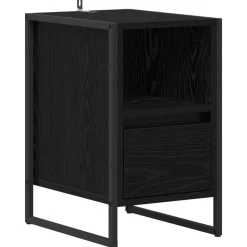 Tafels*vidaXL Nachtkastje met lade 39,5 x 30 x 50 cm Bewerkt hout Zwart eiken