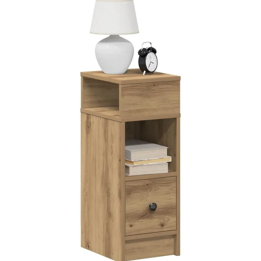 Tafels*vidaXL Nachtkastje met lade 25x31x66 cm artisanaal eikenkleurig