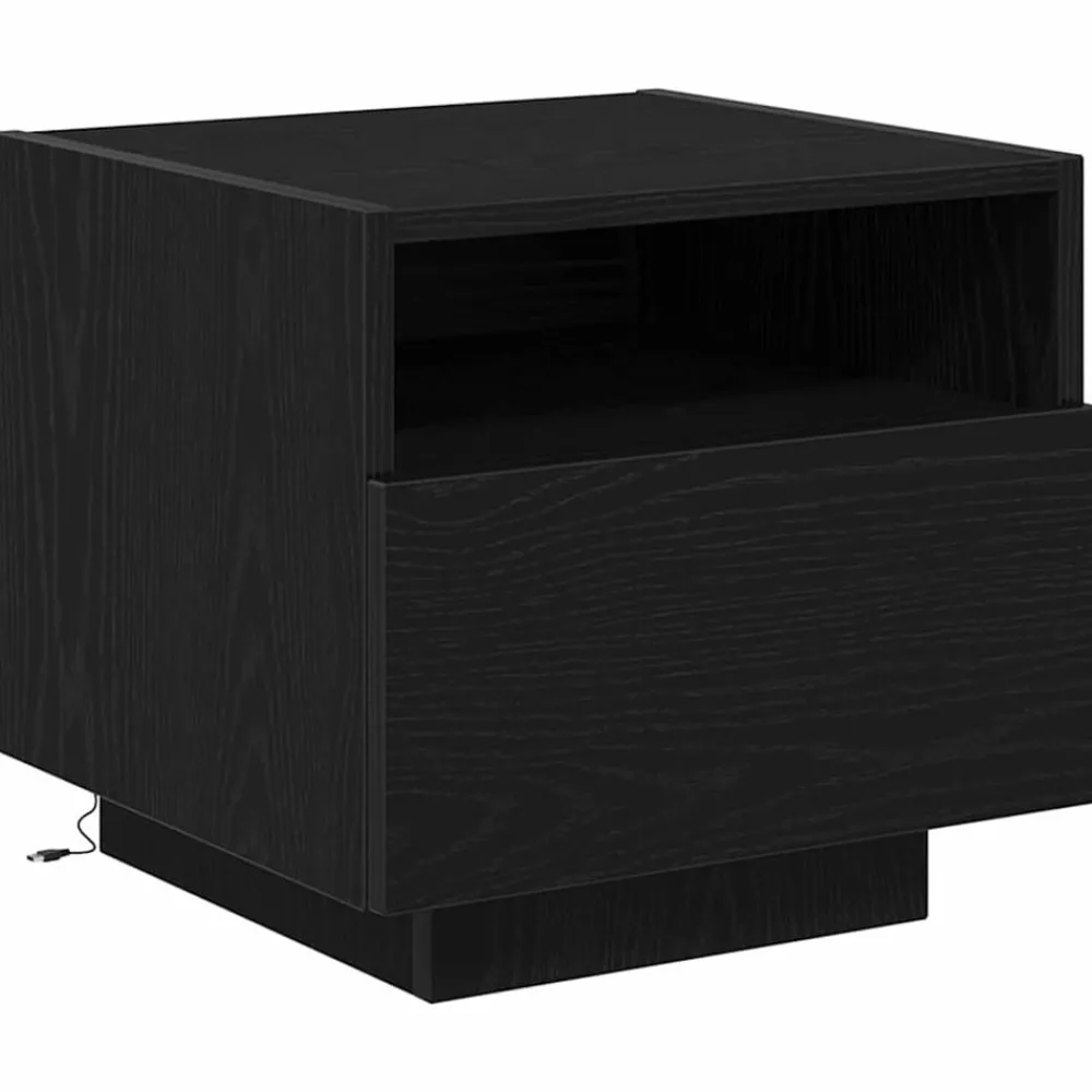 Tafels*vidaXL Nachtkastje met lade 40 x 39 x 37 cm Bewerkt hout Zwart eiken
