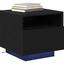 Tafels*vidaXL Nachtkastje met lade 40 x 39 x 37 cm Bewerkt hout Zwart eiken
