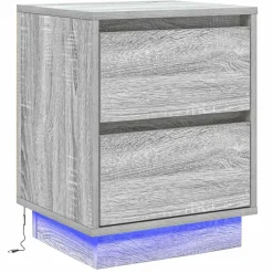 Tafels*vidaXL Nachtkastje met lade Grijs 39 x 34,5 x 50 cm Bewerkt hout Grijs sonoma