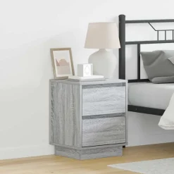 Tafels*vidaXL Nachtkastje met lade Grijs 39 x 34,5 x 50 cm Bewerkt hout Grijs sonoma