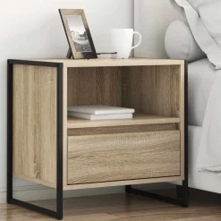 Nachtkastje met lade Sonoma 50 x 39,5 x 50 cm Bewerkt hout>vidaXL Outlet