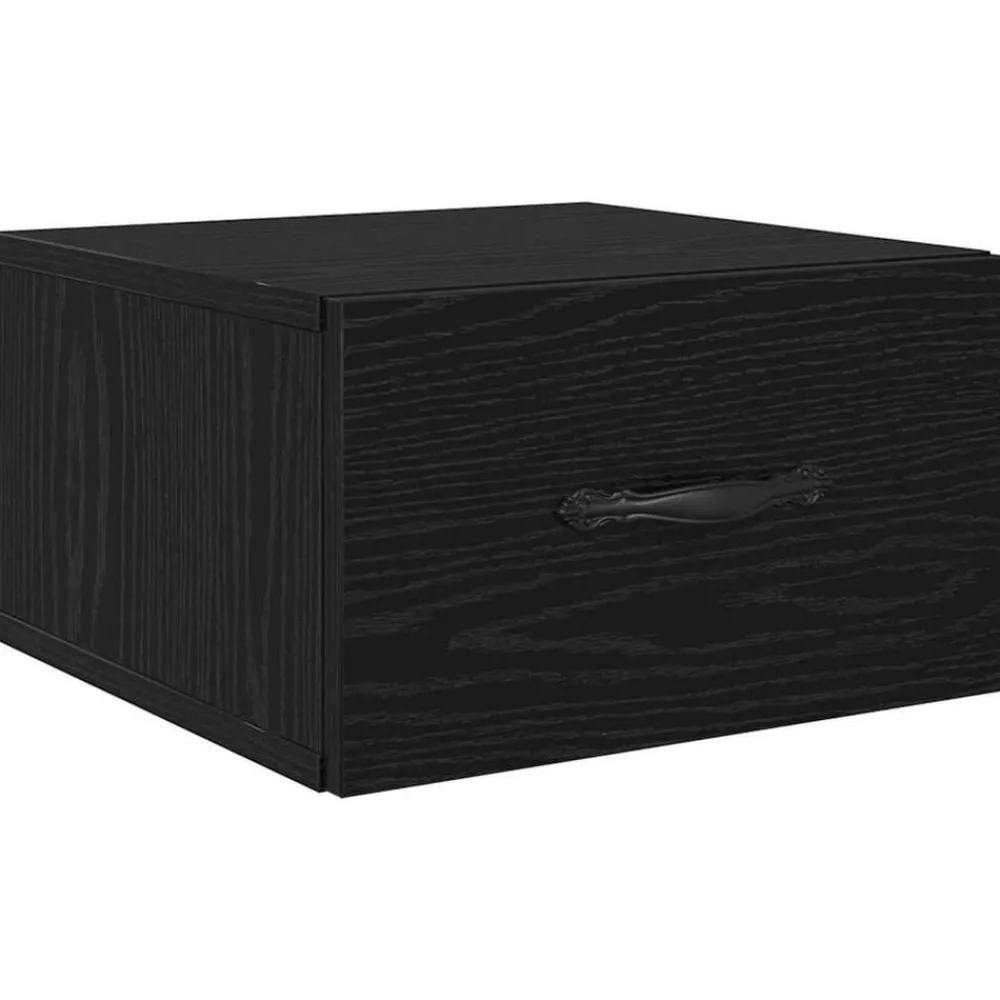 Tafels*vidaXL Nachtkastje met lade 35 x 35 x 20 cm Bewerkt hout Zwart eiken