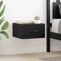 Tafels*vidaXL Nachtkastje met lade 35 x 35 x 20 cm Bewerkt hout Zwart eiken