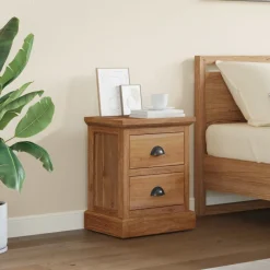 Nachtkastje met lade Naturel 40 x 30 x 50 cm Massief Teakhout>vidaXL Discount