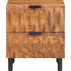 Tafels*vidaXL Nachtkastje met lade Bruin 40 x 33 x 46 cm Massief Mango Hout Acacia bruin afwerking