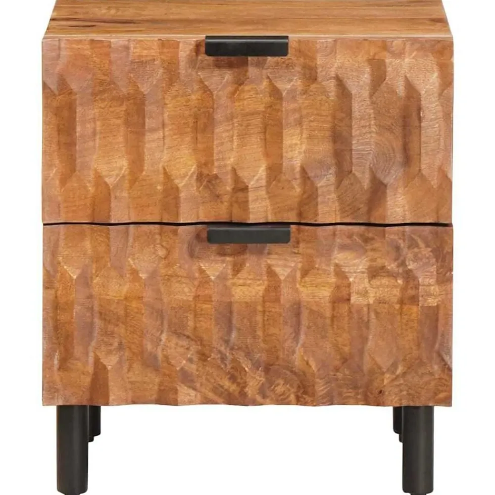Tafels*vidaXL Nachtkastje met lade Bruin 40 x 33 x 46 cm Massief Mango Hout Acacia bruin afwerking