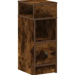Tafels*vidaXL Nachtkastje met lade 25x31x66 cm kleurig Gerookt eiken