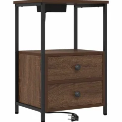 Tafels*vidaXL Nachtkastje met lade Bruin Eiken 40 x 31 x 60 cm Bewerkt hout bruin eikenkleur