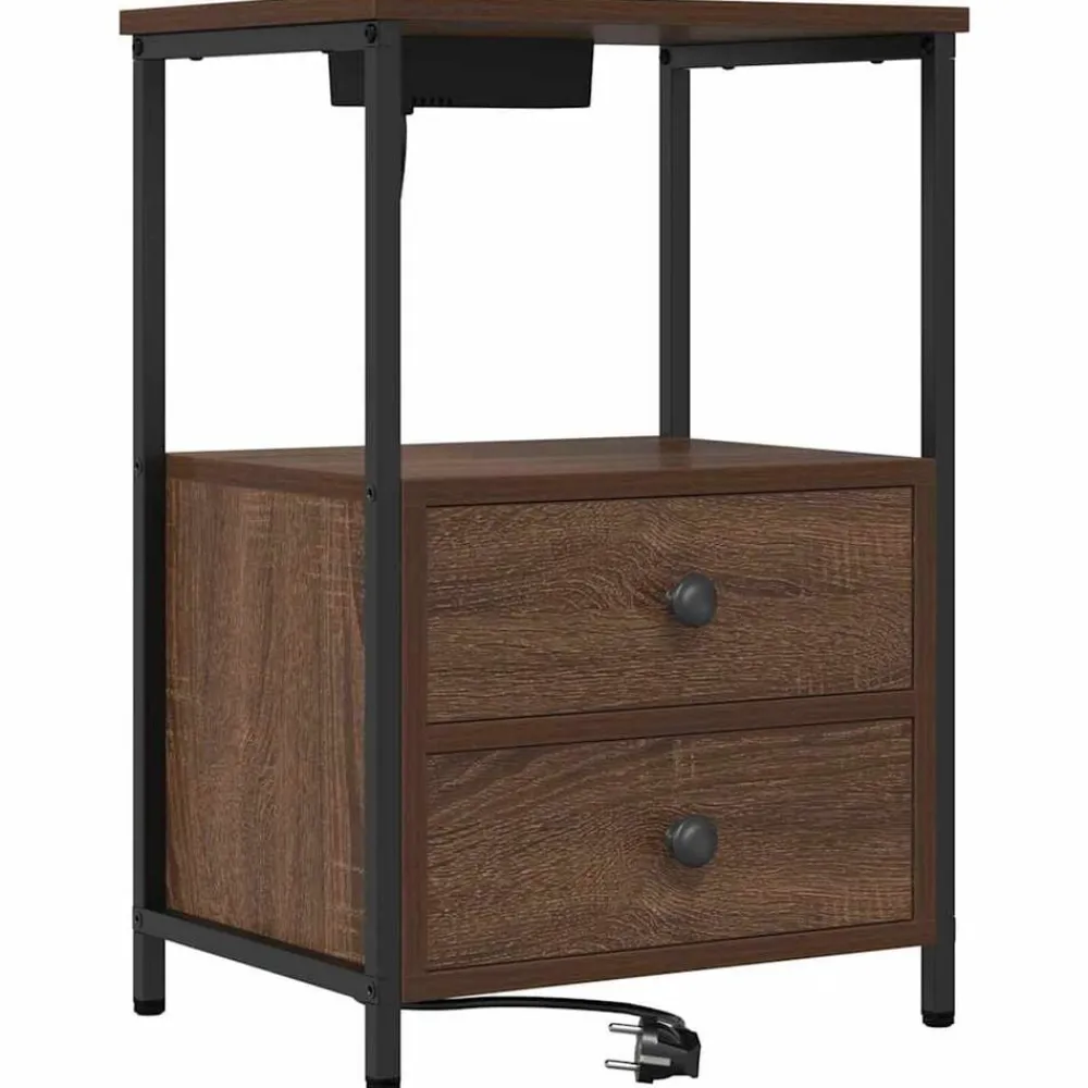 Tafels*vidaXL Nachtkastje met lade Bruin Eiken 40 x 31 x 60 cm Bewerkt hout bruin eikenkleur