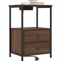 Tafels*vidaXL Nachtkastje met lade Bruin Eiken 40 x 31 x 60 cm Bewerkt hout bruin eikenkleur