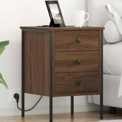 Nachtkastje met lade Bruin Eiken 42 x 41 x 61 cm Bewerkt hout>vidaXL Outlet