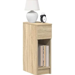 Tafels*vidaXL Nachtkastje met lade 20x36x60 cm kleurig Sonoma eiken