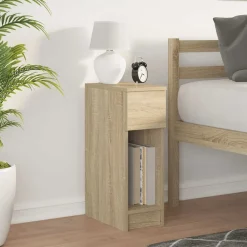 Tafels*vidaXL Nachtkastje met lade 20x36x60 cm kleurig Sonoma eiken
