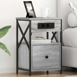 Nachtkastje met lade 40 x 31 x 60 cm Bewerkt hout>vidaXL Hot