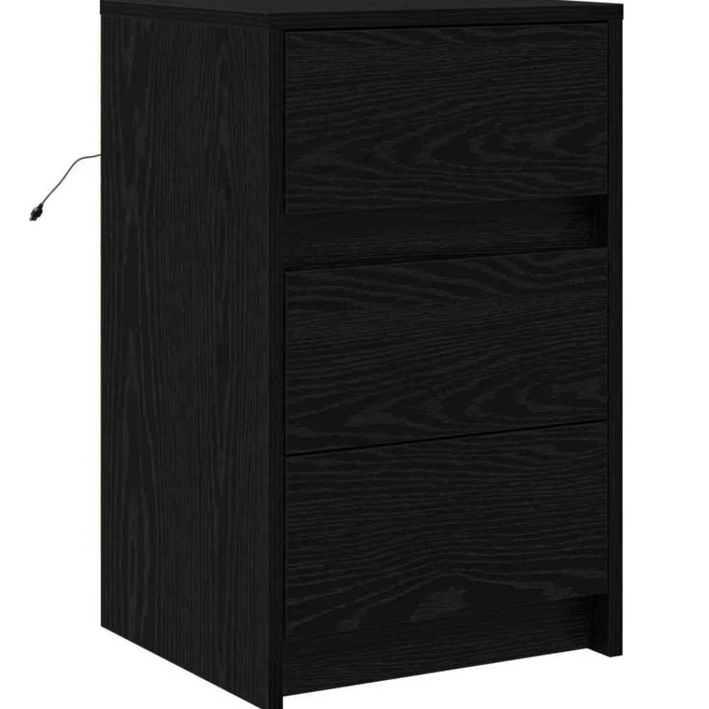 Tafels*vidaXL Nachtkastje met lade 38 x 34 x 61 cm Bewerkt hout Zwart eiken