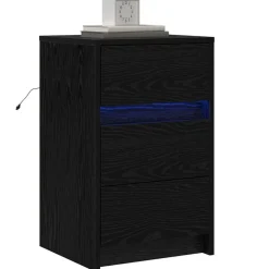 Tafels*vidaXL Nachtkastje met lade 38 x 34 x 61 cm Bewerkt hout Zwart eiken