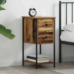 Nachtkastje met lade 32 x 42 x 70 cm Bewerkt hout>vidaXL Online