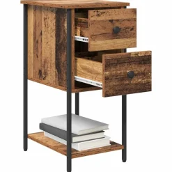 Nachtkastje met lade 32 x 42 x 70 cm Bewerkt hout><noscript><img width=