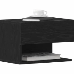 Tafels*vidaXL Nachtkastje met lade 46 x 30 x 30 cm Bewerkt hout Zwart eiken